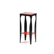Banquillo / velador BAROCA rojo de acero lacado y de cristal templado image pub1
