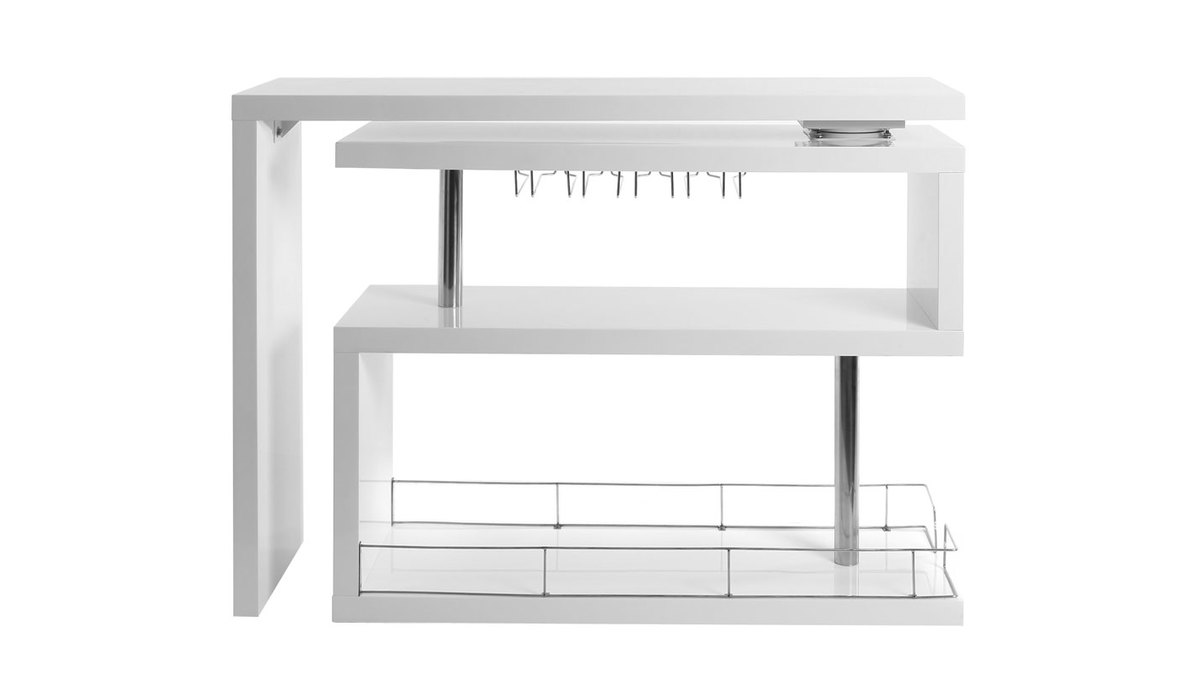 Bar design laqu blanc amovible L140-220 cm MAX
