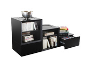 Biblioth&egrave;que meuble rangement  4 &eacute;tag&egrave;res 2 tiroirs noir up tu you by Dominique David