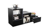 Biblioth&egrave;que meuble rangement  4 &eacute;tag&egrave;res 2 tiroirs noir up tu you by Dominique David