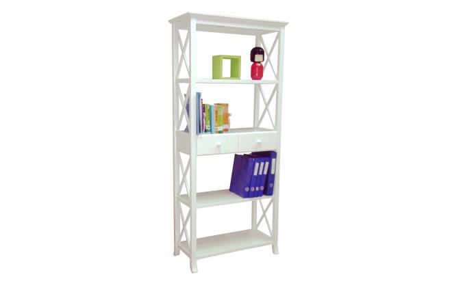 Bilbioth&egrave;que / &eacute;tag&egrave;re de rangement blanche en bois Cina