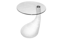 Bout de canap&eacute; / gu&eacute;ridon design rotin synth&eacute;tique COURBELLA - coloris blanc image pub1