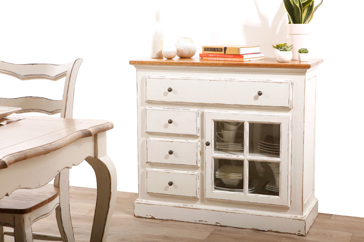 Buffet baroque blanc 1 porte SOFIA