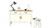 Buffet baroque blanc 2 portes 2 tiroirs ROSALA