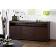 Buffet bas 2 portes, 3 tiroirs NEW JAIRO - chene - coloris chocolat image pub1