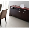 Buffet bas 2 portes LAYTON ch&ecirc;ne malaisien - coloris wenge - verre rouge image pub1