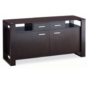 Buffet bas 2 portes LAYTON - ch&ecirc;ne malaisien - verre brun - coloris wenge image pub1