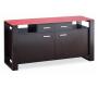 Buffet bas contemporain en ch&ecirc;ne massif weng&eacute; et verre tremp&eacute; rouge Layton