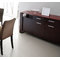 Buffet bas contemporain en ch&ecirc;ne massif weng&eacute; et verre tremp&eacute; rouge Layton