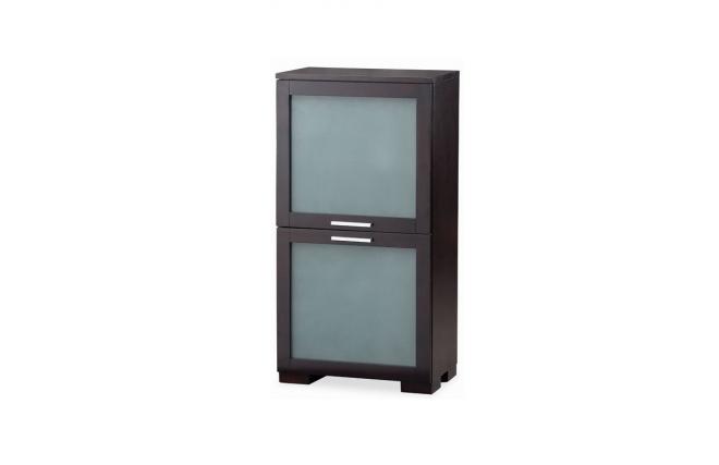 Buffet bas ISA 2 portes Verre D&eacute;poli - ch&ecirc;ne - coloris wenge