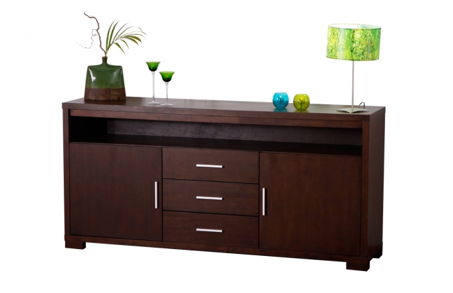 Buffet bas JAIRO 2 portes, 3 tiroirs - chene - coloris chocolat
