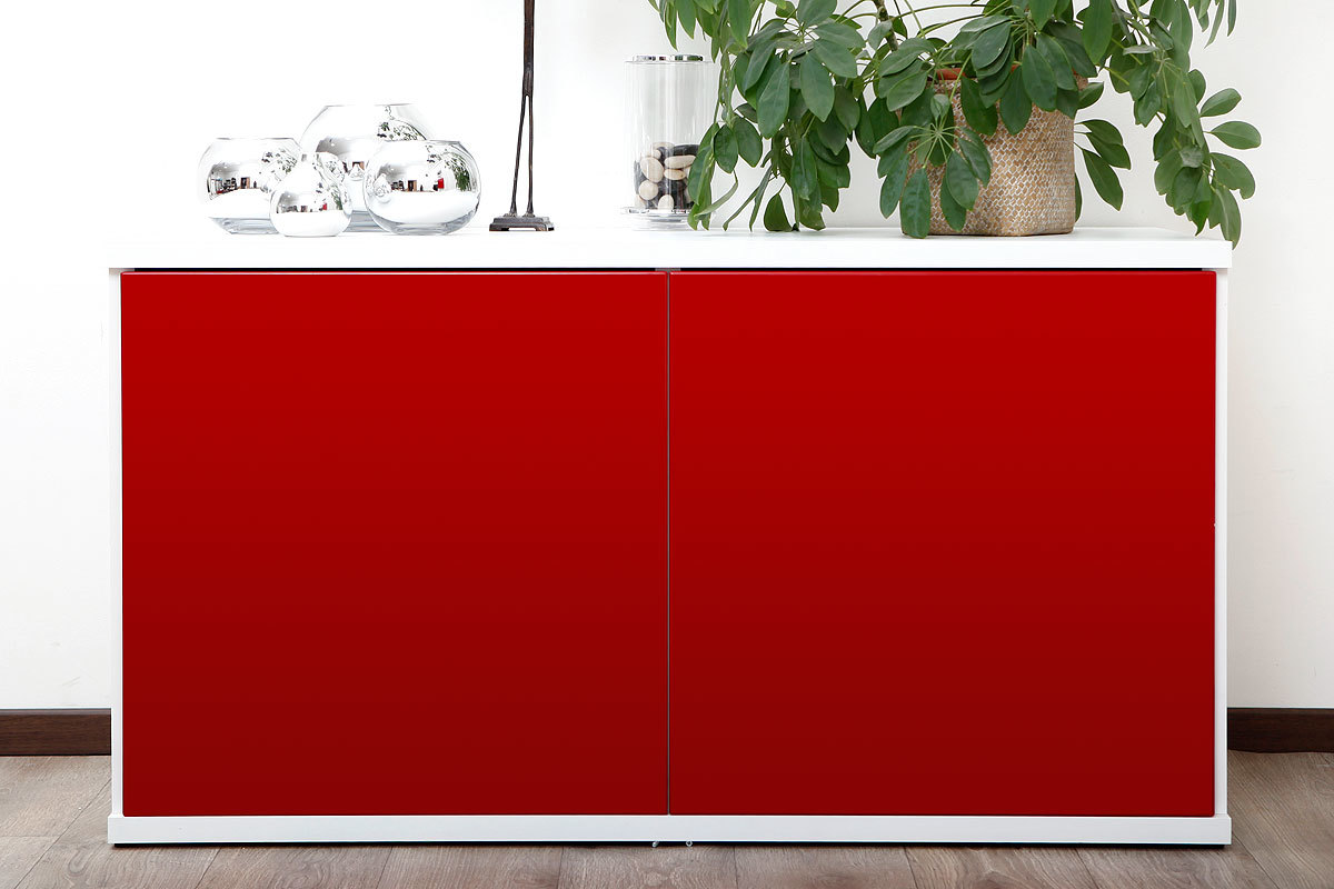 Buffet design blanc et rouge laqu&eacute; SYMBIOSIS