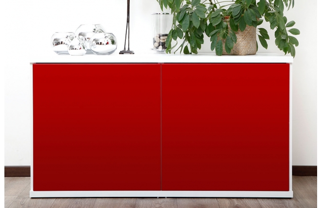 Buffet design blanc et rouge laqu&eacute; SYMBIOSIS