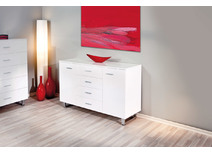 Buffet design laqu&eacute; blanc 2 portes + 4 tiroirs ELOA