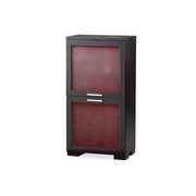 Buffet ISA 2 portes verre rouge - ch&ecirc;ne malaisien - coloris light cappucino image pub1