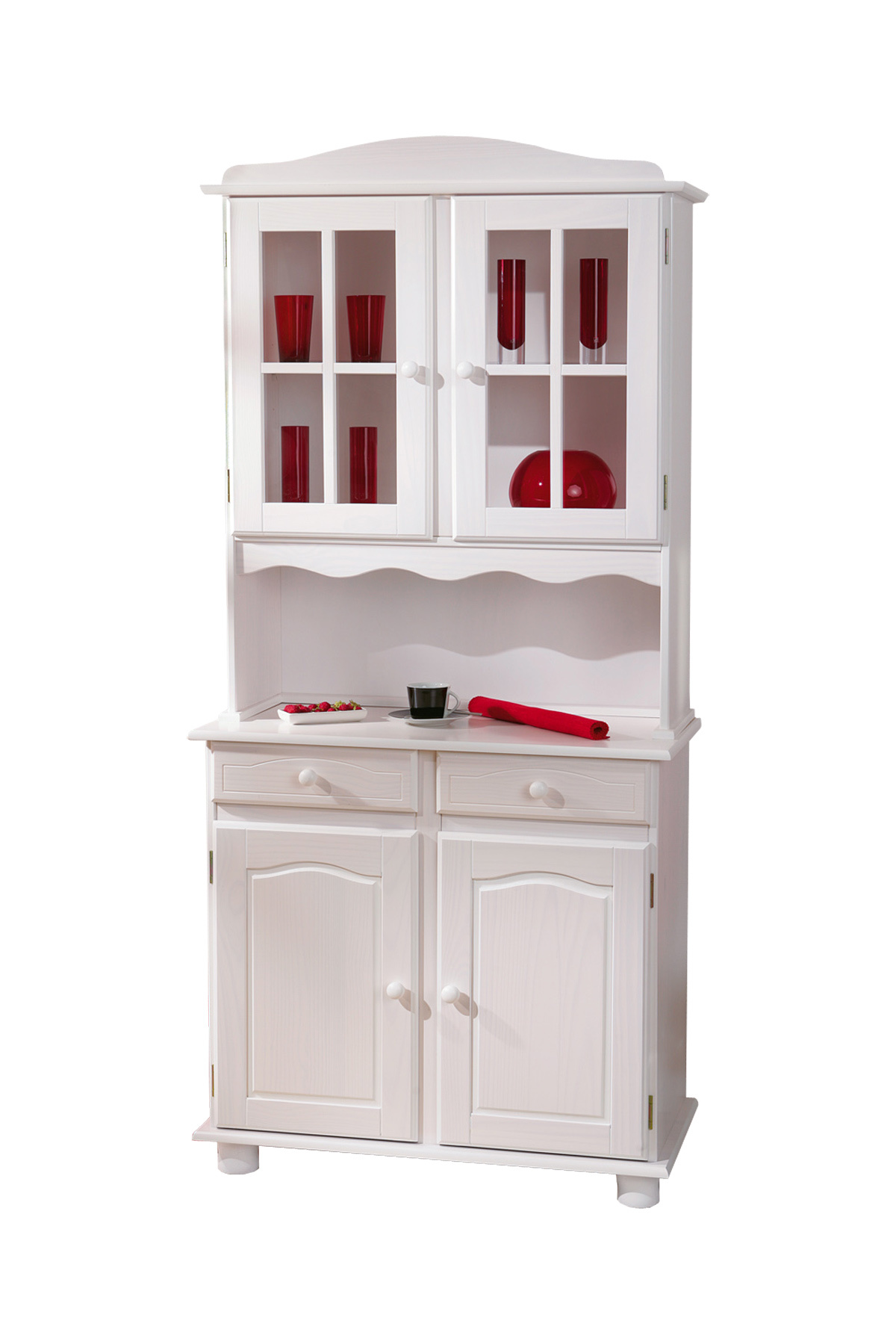Buffet vaisselier 2 portes pin blanc MILENA