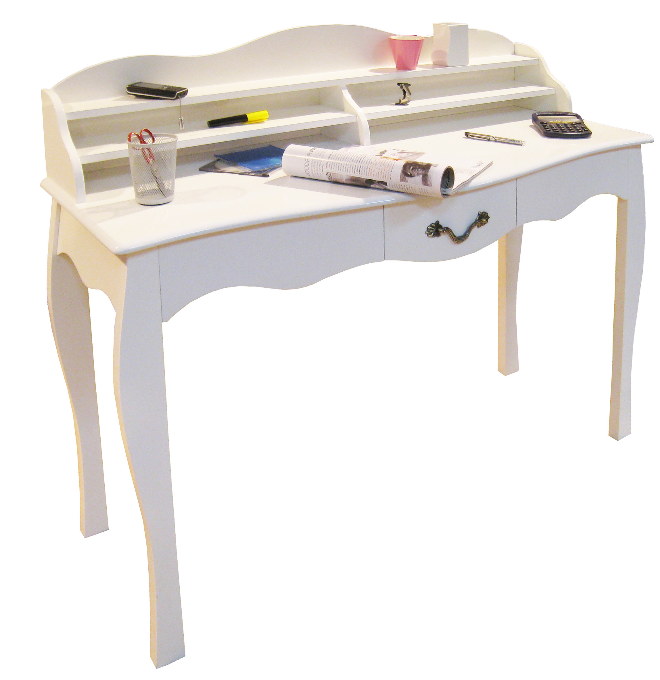 Bureau baroque blanc 1 tiroir LOUISA