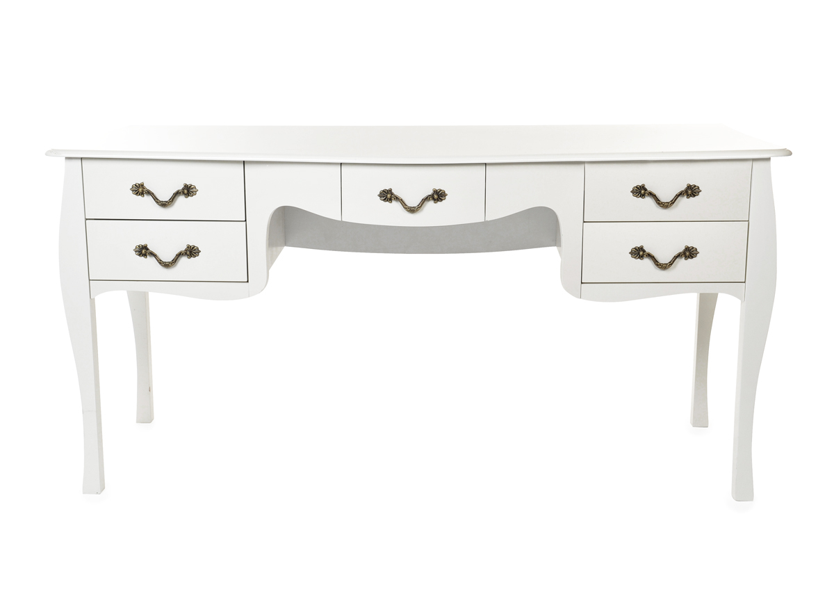 Bureau Baroque blanc 5 tiroirs Louisa