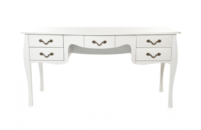 Bureau Baroque blanc 5 tiroirs Louisa
