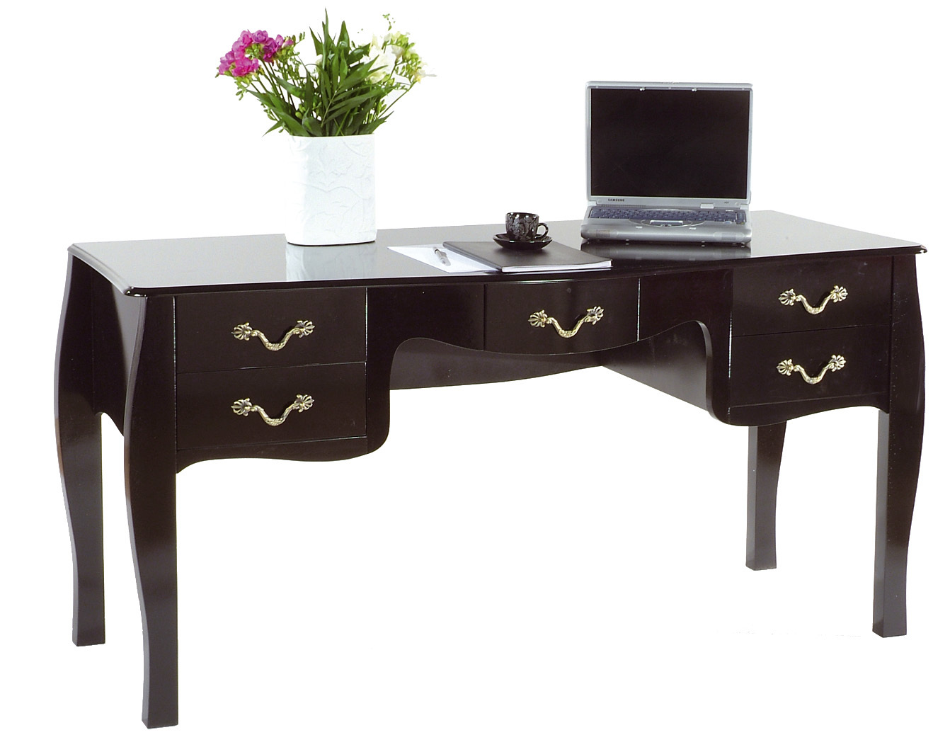 Bureau baroque noir 5 tiroirs Louisa