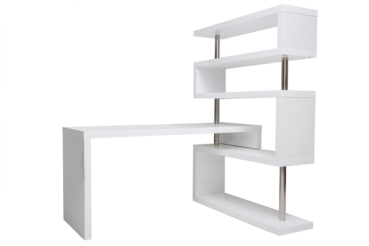 Bureau design blanc laqu&eacute; amovible T-MAX