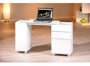 Bureau design extensible laqu&eacute; blanc NOE