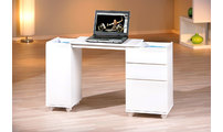 Bureau design extensible laqu&eacute; blanc NOE