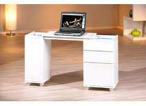 Bureau design extensible laqu&eacute; blanc NOE