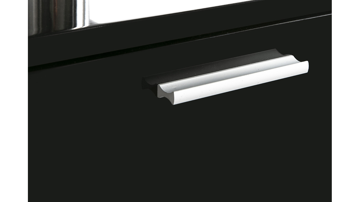 Bureau design laqu brillant noir 2 tiroirs LEXI