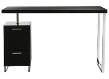 Bureau design laqu&eacute; noir 2 tiroirs LEXI