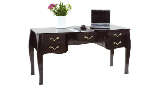 Bureau ministre 5 tiroirs LOUISA - coloris noir image 1