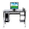 Bureau multim&eacute;dia  en verre noir et m&eacute;tal laqu&eacute; TELMA  image pub1