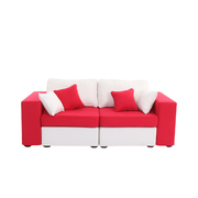 Canap&eacute; 2 places coton modulable rouge et blanc accoudoirs larges UP TO YOU