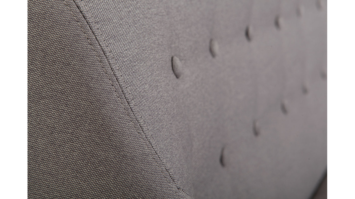 Canap 2 places design dhoussable en tissu gris et pieds bois YNOK