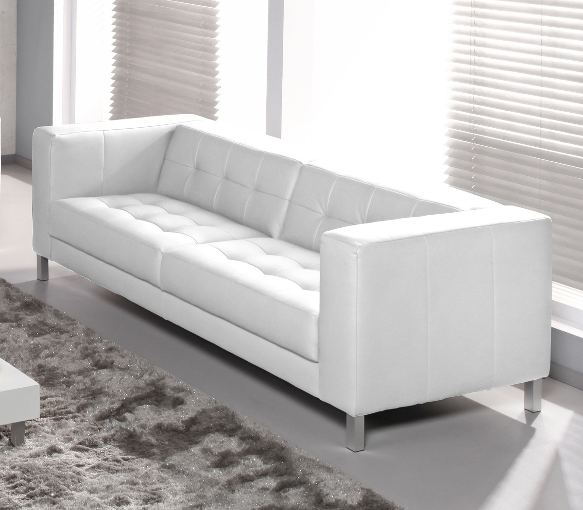 Canap&eacute; 3-4 places design blanc LINCOLN
