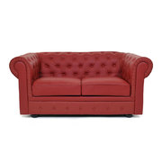 Canap&eacute; Chesterfield 2 places coloris groseille image pub1