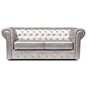 Canap&eacute; Chesterfield 3 places coloris argent image pub1
