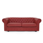 Canap&eacute; Chesterfield 3 places coloris groseille image pub1