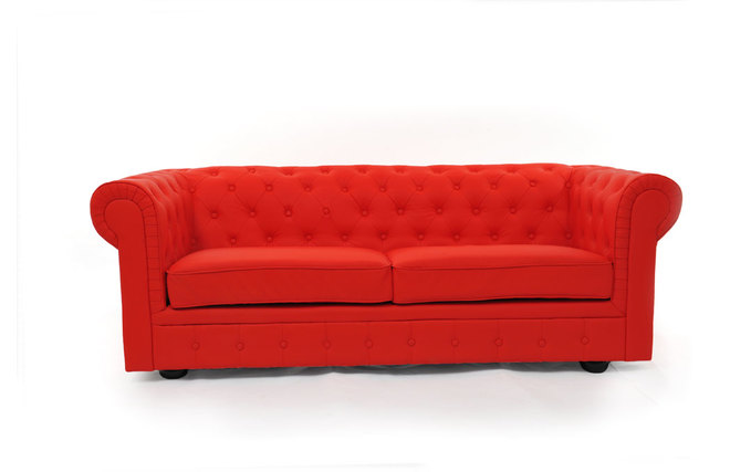 Canap&eacute; Chesterfield 3 places coloris rouge