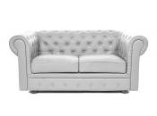 Canap&eacute; Chesterfield argent 2 places design