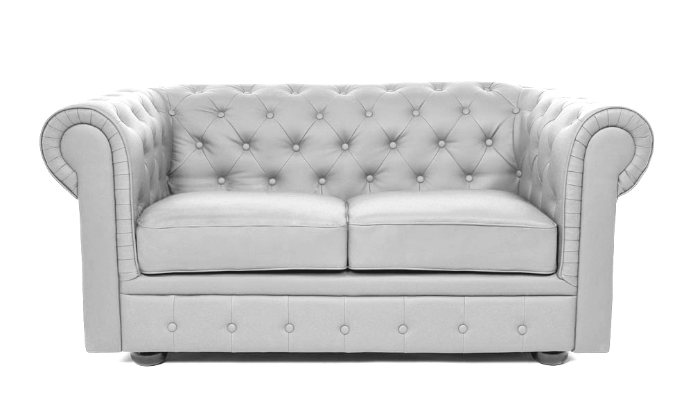 Canap&eacute; Chesterfield argent 2 places design