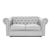 Canap&eacute; Chesterfield argent 2 places design