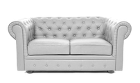 Canap&eacute; Chesterfield argent 2 places design