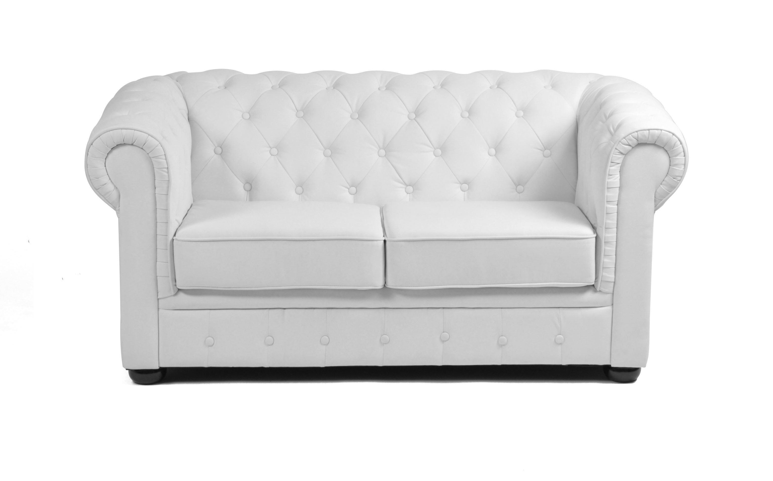 Canap&eacute; Chesterfield blanc 2 places design