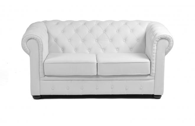 Canap&eacute; Chesterfield blanc 2 places design