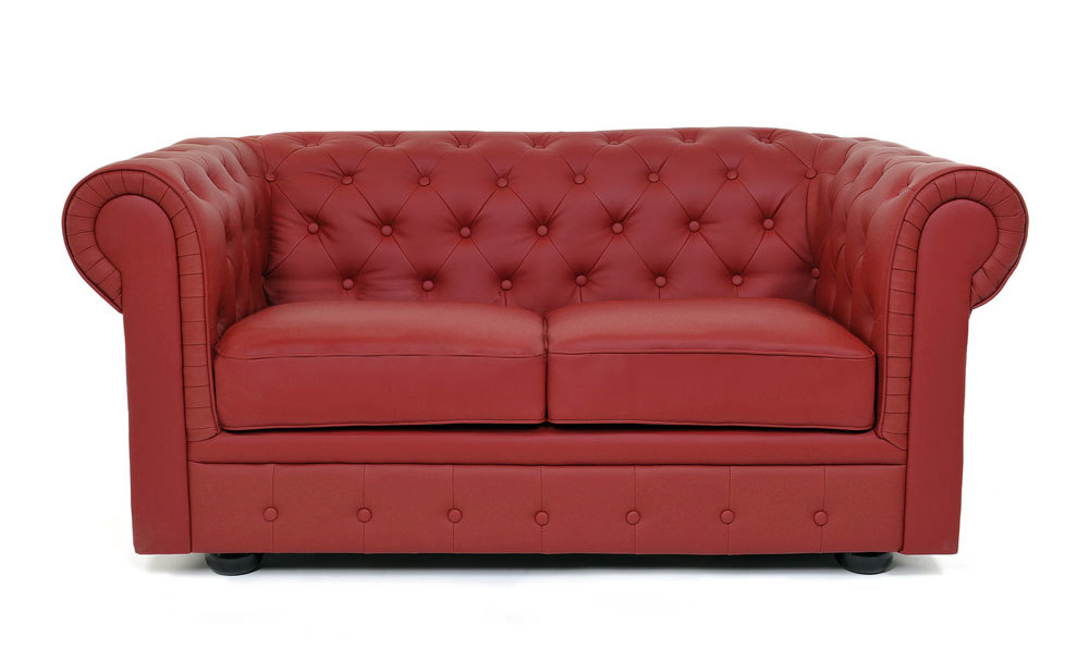 Canap&eacute; Chesterfield groseille 2 places design