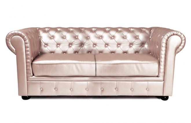 Canap&eacute; Chesterfield nacr&eacute; 3 places design