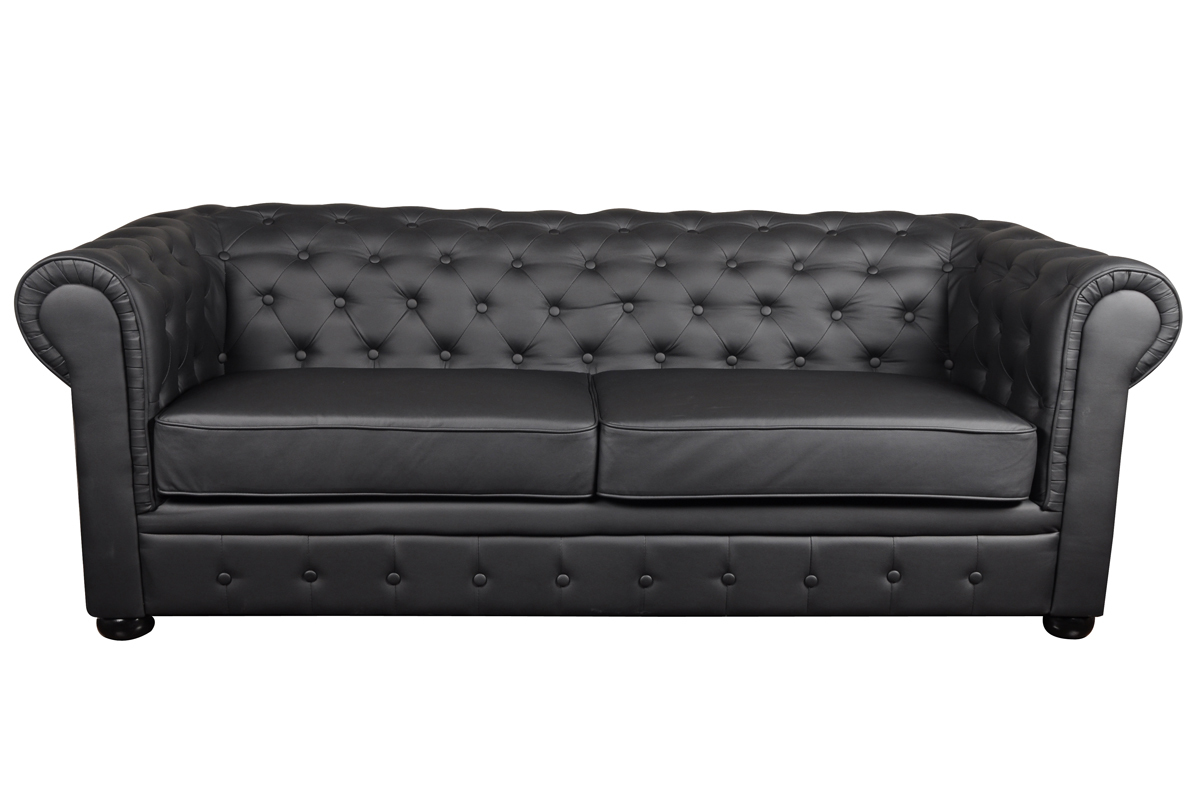 Canap&eacute; CHESTERFIELD noir 3 places