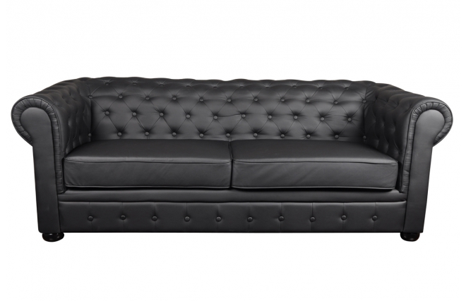 Canap&eacute; CHESTERFIELD noir 3 places