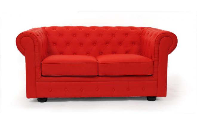 Canap&eacute; Chesterfield rouge 2 places design